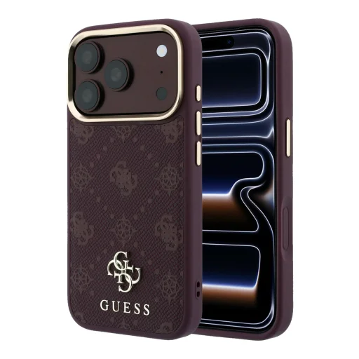 iPhone 18 Pro / 17 Pro bordový Guess Stripe Peony 4G Logo MagSafe ochranný kryt - 1