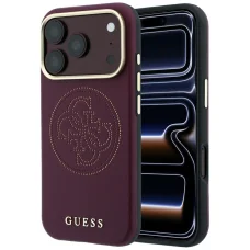iPhone 18 Pro Max / 17 Pro Max bordový Guess Perforated 4G Gold Logo MagSafe pevný kryt