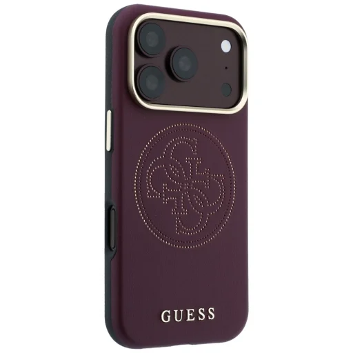 iPhone 18 Pro Max / 17 Pro Max bordový Guess Perforated 4G Gold Logo MagSafe pevný kryt - 4