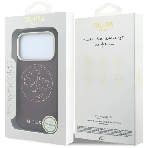 iPhone 18 Pro Max / 17 Pro Max bordový Guess Perforated 4G Gold Logo MagSafe pevný kryt - 8