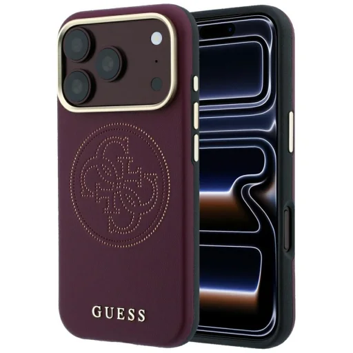 iPhone 18 Pro Max / 17 Pro Max bordový Guess Perforated 4G Gold Logo MagSafe pevný kryt - 1