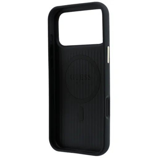  iPhone 18 Pro / 17 Pro fekete Guess Perforated 4G MagSafe keménytok arany logóval - 7