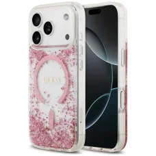 iPhone 18 Pro Max / iPhone 17 Pro Max ružové Guess Resin Bottom Glitter MagSafe puzdro