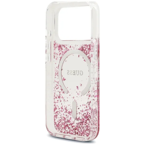 iPhone 18 Pro Max / iPhone 17 Pro Max ružové Guess Resin Bottom Glitter MagSafe puzdro - 7