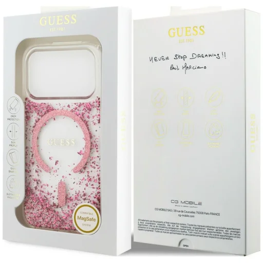 iPhone 18 Pro Max / iPhone 17 Pro Max ružové Guess Resin Bottom Glitter MagSafe puzdro - 8