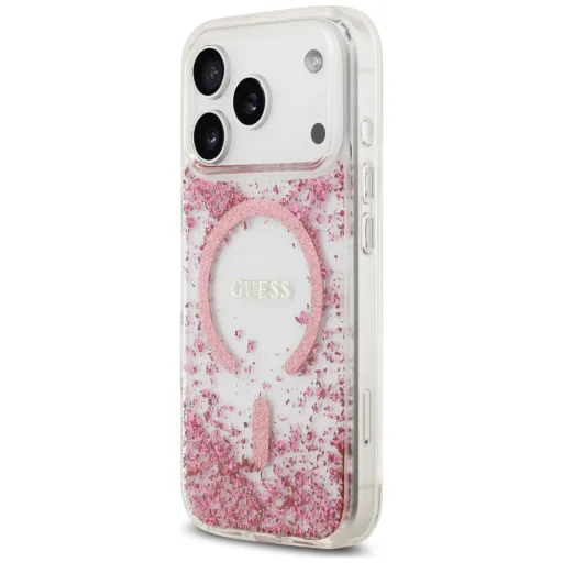 iPhone 18 Pro Max / iPhone 17 Pro Max ružové Guess Resin Bottom Glitter MagSafe puzdro - 2