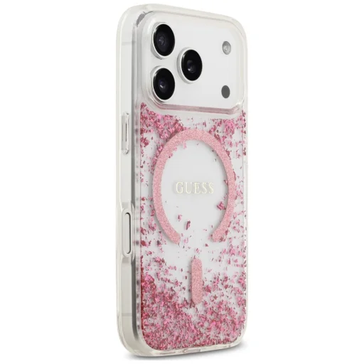 iPhone 18 Pro Max / iPhone 17 Pro Max ružové Guess Resin Bottom Glitter MagSafe puzdro - 4