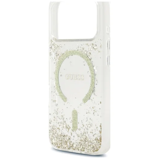 iPhone 18 Pro / iPhone 17 Pro zlatý Guess Resin Bottom Glitter MagSafe ochranný kryt - 6