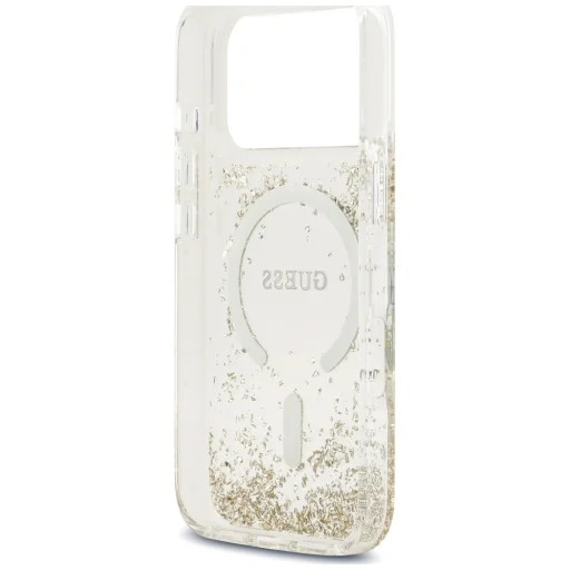 iPhone 18 Pro / iPhone 17 Pro zlatý Guess Resin Bottom Glitter MagSafe ochranný kryt - 7