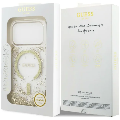  iPhone 18 Pro / iPhone 17 Pro arany Guess Resin Bottom Glitter MagSafe védőtok - 8