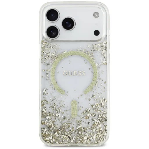 Apple iPhone 18 Pro Max / iPhone 17 Pro Max zlatý Guess Resin Bottom Glitter MagSafe ochranný kryt - 3