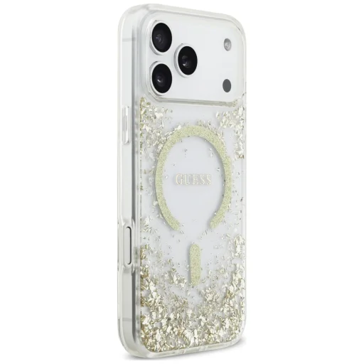 Apple iPhone 18 Pro Max / iPhone 17 Pro Max zlatý Guess Resin Bottom Glitter MagSafe ochranný kryt - 4
