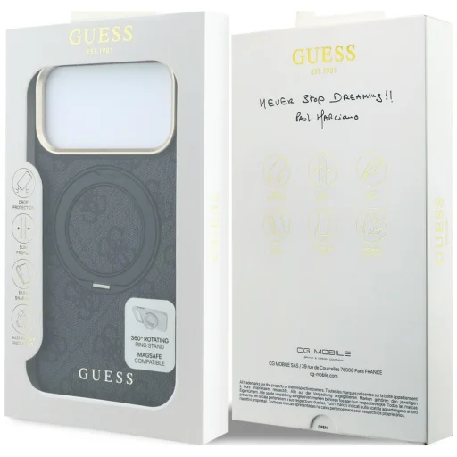 iPhone 18 Pro Max / 17 Pro Max čierny kryt Guess Ring Stand 360 4G Classic Logo MagSafe - 8