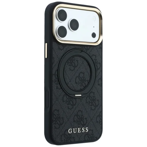 iPhone 18 Pro Max / 17 Pro Max čierny kryt Guess Ring Stand 360 4G Classic Logo MagSafe - 4