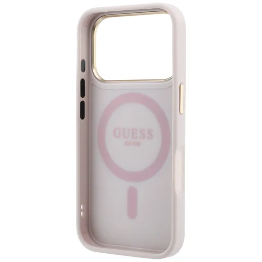  iPhone 18 Pro Max / 17 Pro Max rózsaszín Guess Ring Stand 360 4G Classic Logo MagSafe tok - 7