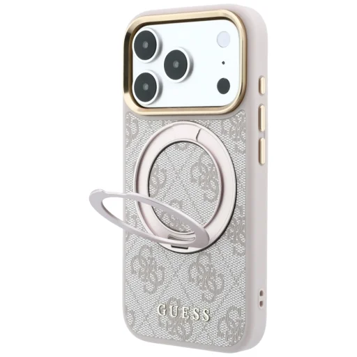  iPhone 18 Pro Max / 17 Pro Max rózsaszín Guess Ring Stand 360 4G Classic Logo MagSafe tok - 2