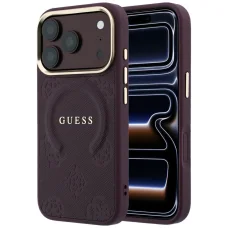 Apple iPhone 18 Pro Max / 17 Pro Max bordový Guess Saffiano Peony & Ring MagSafe ochranný kryt