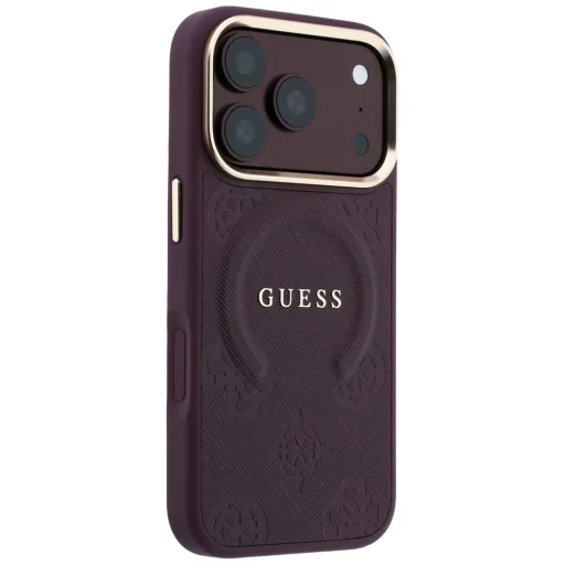  Apple iPhone 18 Pro Max / 17 Pro Max bordó Guess Saffiano Peony & Ring MagSafe védőtok - 4