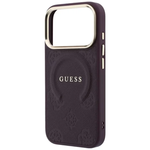 iPhone 18 Pro / 17 Pro bordové Guess Saffiano Peony & Ring MagSafe ochranné puzdro - 6