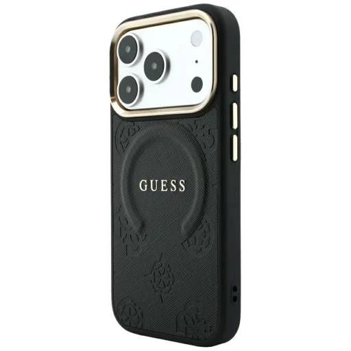  iPhone 18 Pro / iPhone 17 Pro fekete Guess Saffiano Peony & Ring MagSafe védőtok - 2