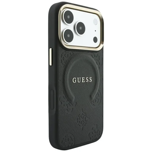 Čierne ochranné puzdro Guess Saffiano Peony & Ring MagSafe pre iPhone 18 Pro / iPhone 17 Pro - 4