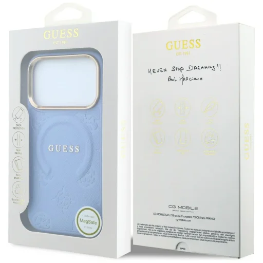 Guess Saffiano Peony & Ring MagSafe tok iPhone 18 Pro / 17 Pro készülékhez, világoskék - 8