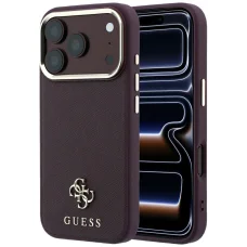 Guess Saffiano Small 4G & Classic Logo MagSafe keménytok iPhone 18 Pro / 17 Pro készülékhez, bordó