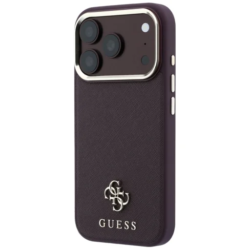 Guess Saffiano Small 4G & Classic Logo MagSafe keménytok iPhone 18 Pro / 17 Pro készülékhez, bordó - 2