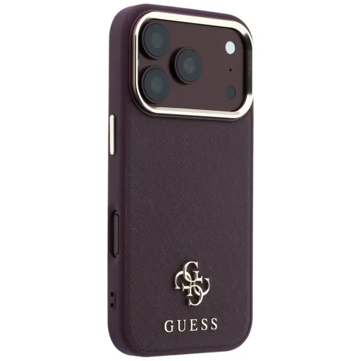 Guess Saffiano Small 4G & Classic Logo MagSafe keménytok iPhone 18 Pro / 17 Pro készülékhez, bordó - 4