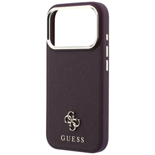 Guess Saffiano Small 4G & Classic Logo MagSafe keménytok iPhone 18 Pro / 17 Pro készülékhez, bordó - 6