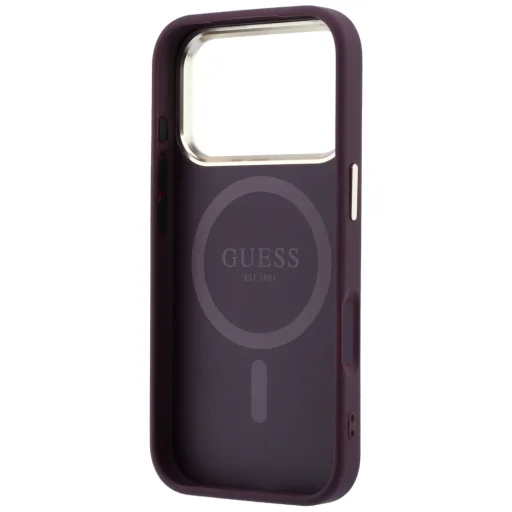 Guess Saffiano Small 4G & Classic Logo MagSafe keménytok iPhone 18 Pro / 17 Pro készülékhez, bordó - 7