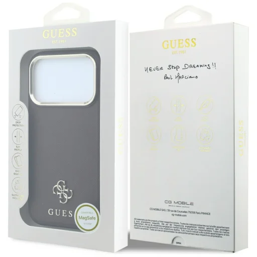 Guess Saffiano Small 4G & Classic Logo MagSafe keménytok iPhone 18 Pro / 17 Pro készülékhez, bordó - 8