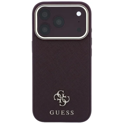 iPhone 18 Pro / 17 Pro bordó Guess Saffiano Small 4G & Classic Logo MagSafe keménytok - 3