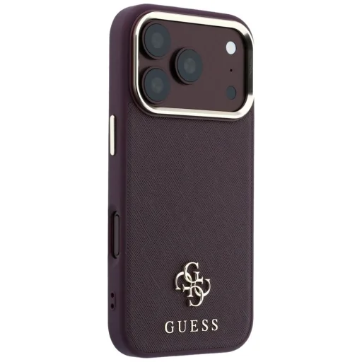  iPhone 18 Pro / 17 Pro bordó Guess Saffiano Small 4G & Classic Logo MagSafe keménytok - 4