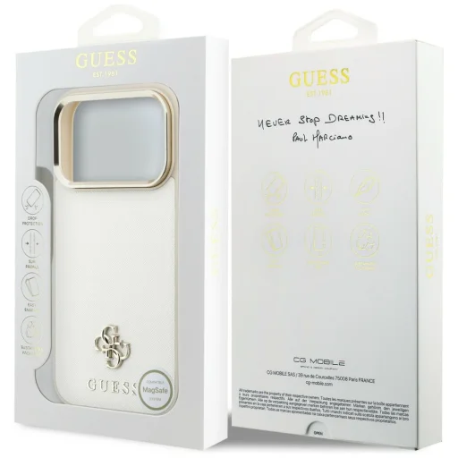  Apple iPhone 18 Pro Max / 17 Pro Max bézs Guess Saffiano Small 4G & Classic Logo MagSafe keménytok - 8