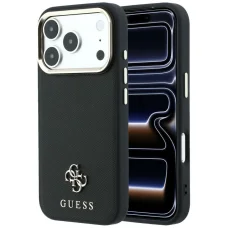 iPhone 18 Pro Max / 17 Pro Max čierny Guess Saffiano Small 4G & Classic Logo MagSafe pevný kryt