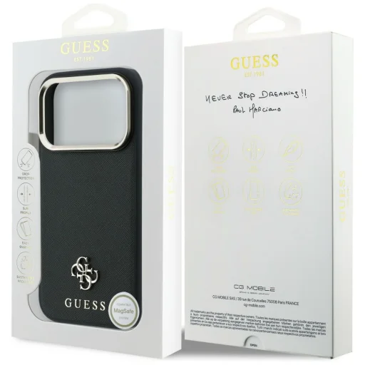  iPhone 18 Pro Max / 17 Pro Max fekete Guess Saffiano Small 4G & Classic Logo MagSafe keménytok - 8