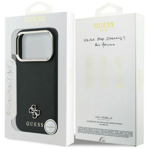iPhone 18 Pro Max / 17 Pro Max čierny Guess Saffiano Small 4G & Classic Logo MagSafe pevný kryt - 8