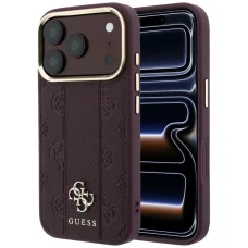 Guess Stripe Peony 4G Logo MagSafe védőtok iPhone 18 Pro / 17 Pro készülékhez, bordó