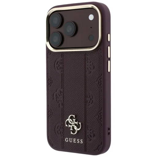 Guess Stripe Peony 4G Logo MagSafe védőtok iPhone 18 Pro / 17 Pro készülékhez, bordó - 2