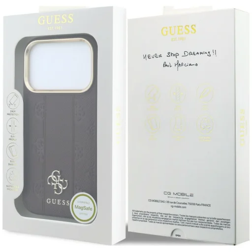Guess Stripe Peony 4G Logo MagSafe védőtok iPhone 18 Pro / 17 Pro készülékhez, bordó - 8