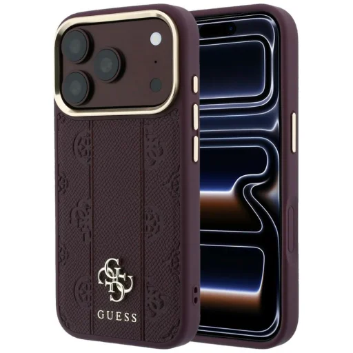 Guess Stripe Peony 4G Logo MagSafe védőtok iPhone 18 Pro / 17 Pro készülékhez, bordó - 1