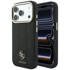 Čierne puzdro Guess Stripe Peony 4G Logo MagSafe pre Apple iPhone 18 Pro Max / 17 Pro Max