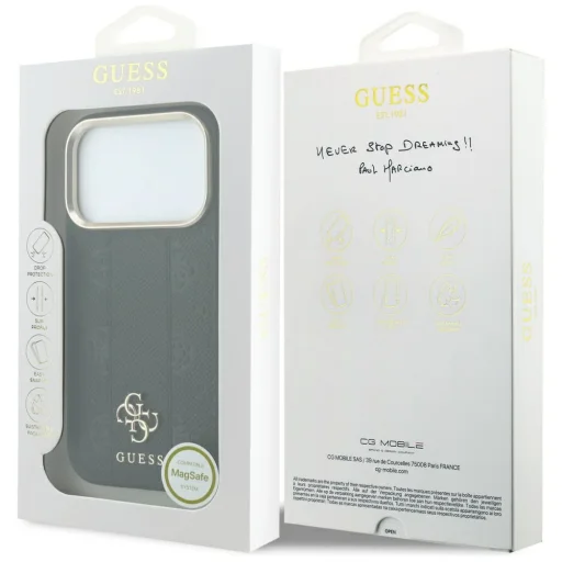 Čierne puzdro Guess Stripe Peony 4G Logo MagSafe pre Apple iPhone 18 Pro Max / 17 Pro Max - 8