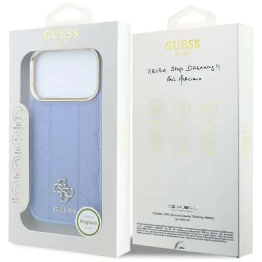 Apple iPhone 18 Pro Max / 17 Pro Max svetlomodré puzdro Guess Stripe Peony 4G Logo MagSafe - 7