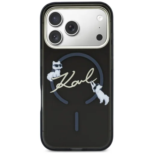  iPhone 18 Pro / 17 Pro fekete Karl Lagerfeld Script Logo MagSafe tok - 3