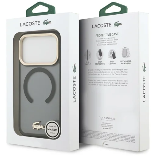 iPhone 18 Pro / 17 Pro čierne puzdro Lacoste Shockproof IML Gold Logo MagSafe - 8