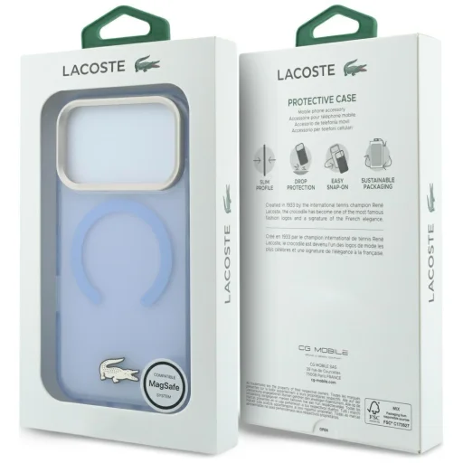  iPhone 18 Pro Max / 17 Pro Max kék Lacoste IML ütésálló, arany logós MagSafe tok - 8