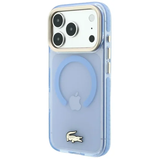  iPhone 18 Pro Max / 17 Pro Max kék Lacoste IML ütésálló, arany logós MagSafe tok - 2