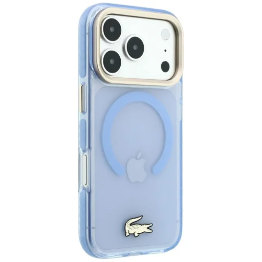  iPhone 18 Pro Max / 17 Pro Max kék Lacoste IML ütésálló, arany logós MagSafe tok - 4